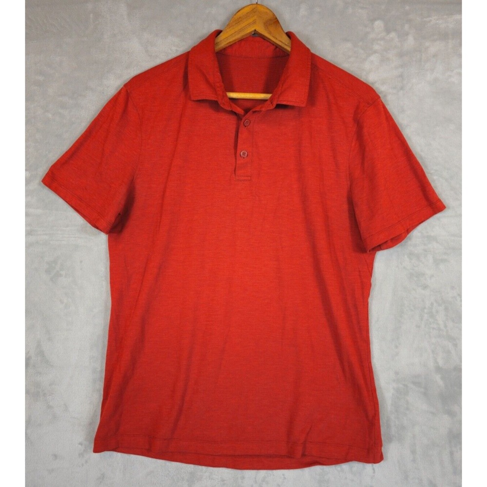 Lululemon‎ Mens Size Medium Performance Polo Shirt Golf Stretch Burnt Orange